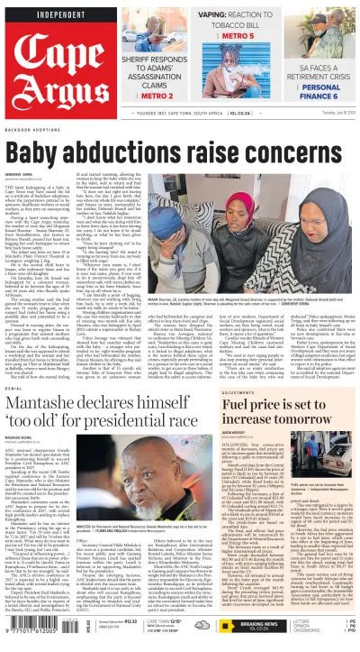 Front page of newspaper from 