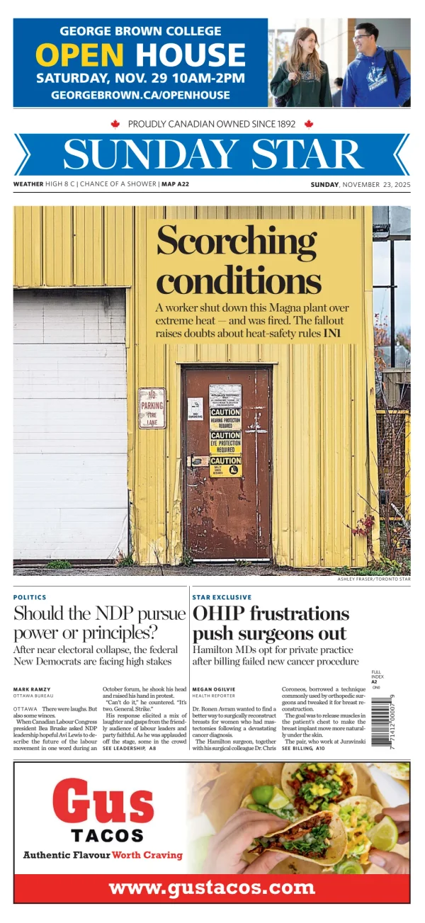 Canadian Newspaper Front Pages Paperboy Online Newspapers