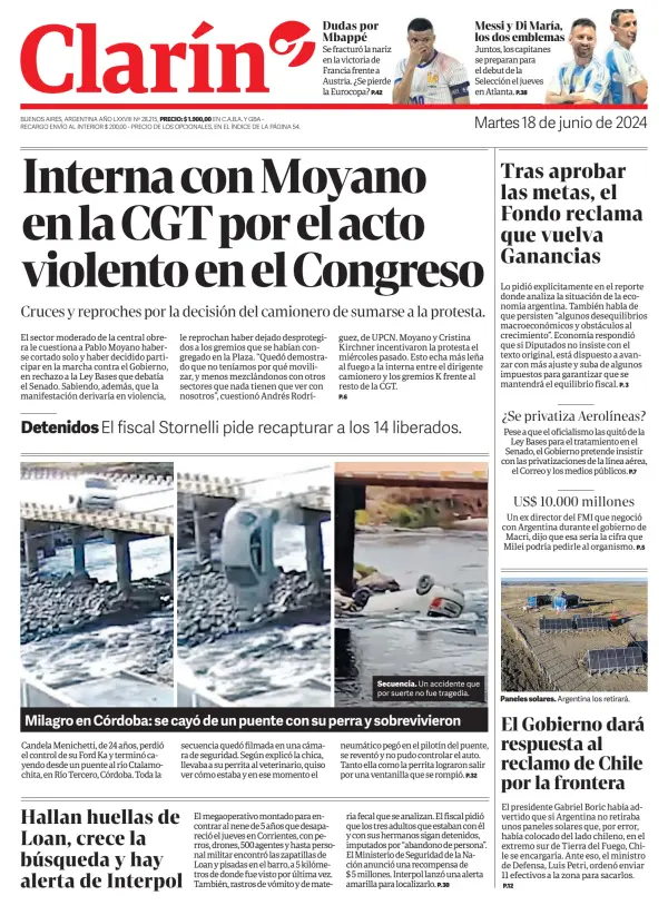 Read full digital edition of Clarin newspaper from Argentina