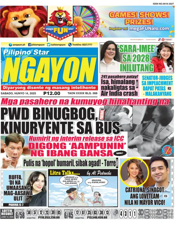 Filipino Newspaper Front Pages Paperboy Online Newspapers