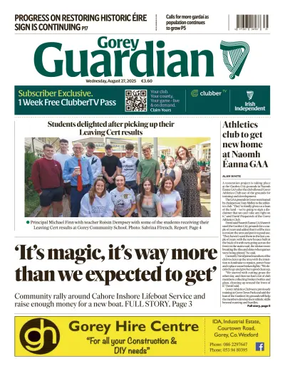 Front page of newspaper from 
