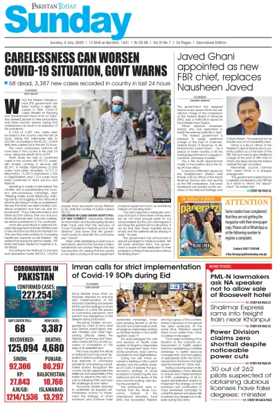 Front page of  newspaper from 