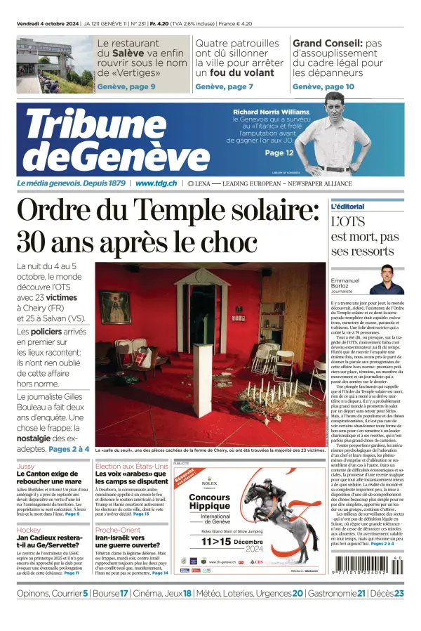 Read full digital edition of Tribune De Geneve newspaper from Switzerland