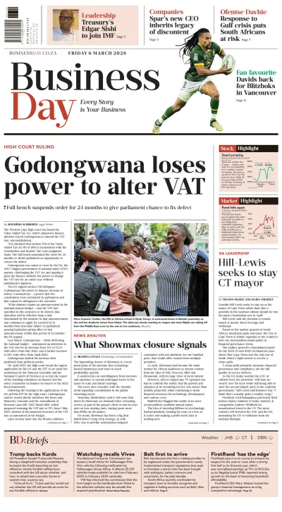 Front page of  newspaper from 