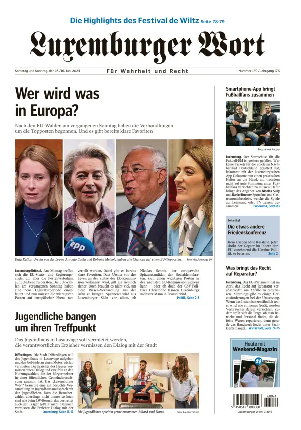 Read full digital edition of Luxemburger Wort newspaper from Luxembourg