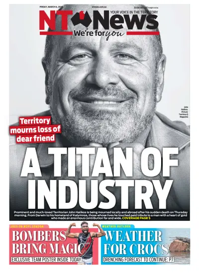 Front page of NT News newspaper from Australia