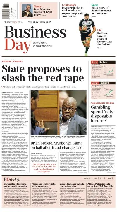 Front page of newspaper from 