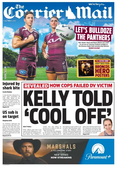 Front page of Courier Mail newspaper from Australia