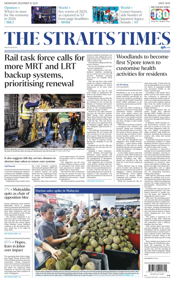 Singaporean Newspaper Front Pages Paperboy Online Newspapers