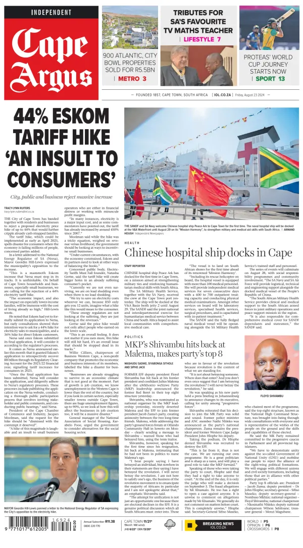 Read full digital edition of Cape Argus newspaper from South Africa