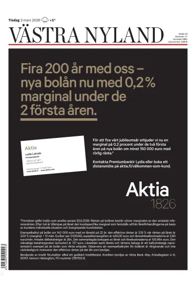 Front page of  newspaper from 