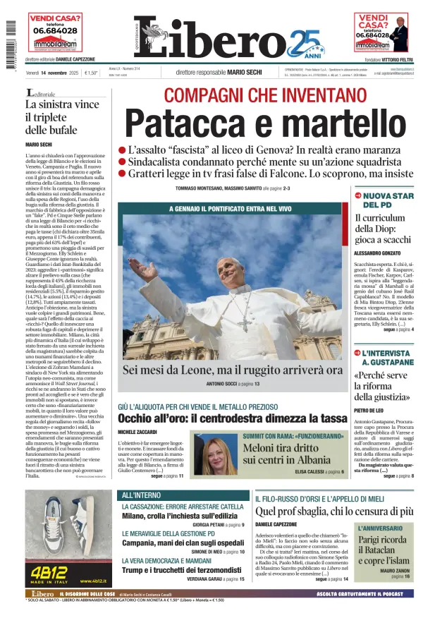 Italian Newspaper Front Pages Paperboy Online Newspapers