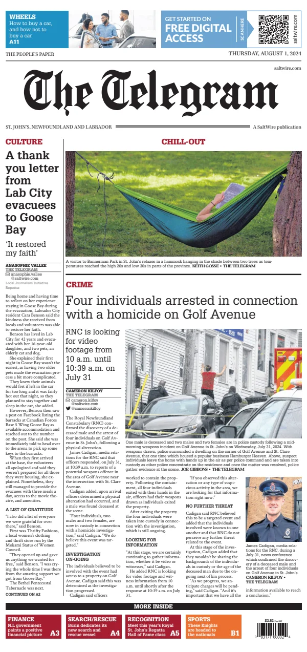 Read full digital edition of The Telegram (St. John's) newspaper from Canada