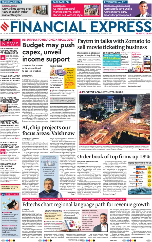 Read full digital edition of The Financial Express newspaper from India