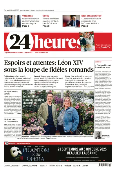 Front page of 24 Heures newspaper from Switzerland