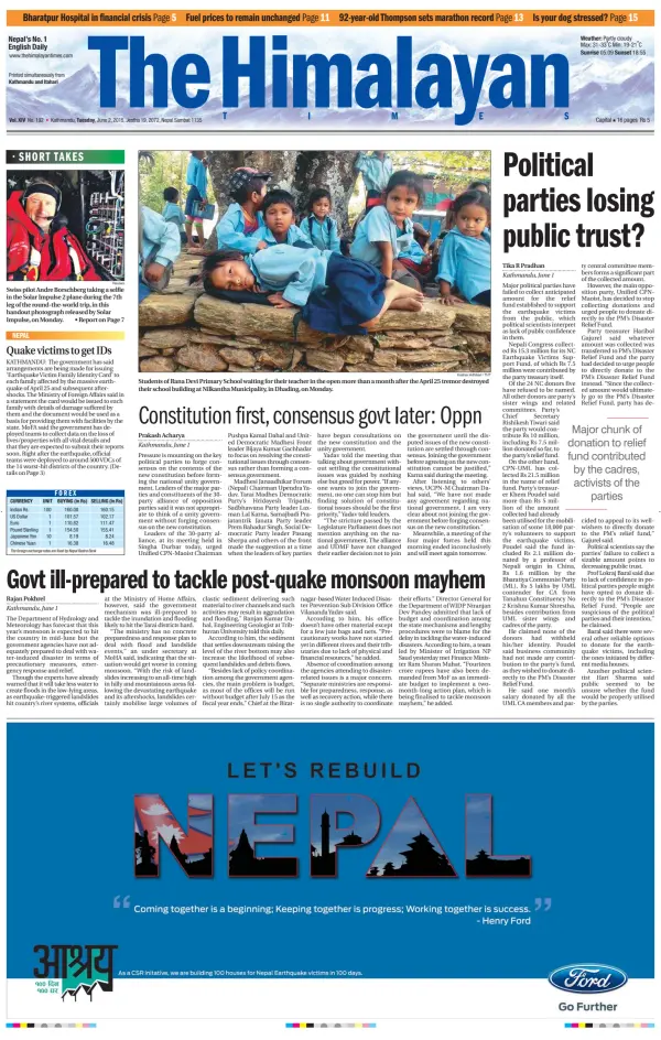 Nepalese Newspaper Front Pages Paperboy Online Newspapers