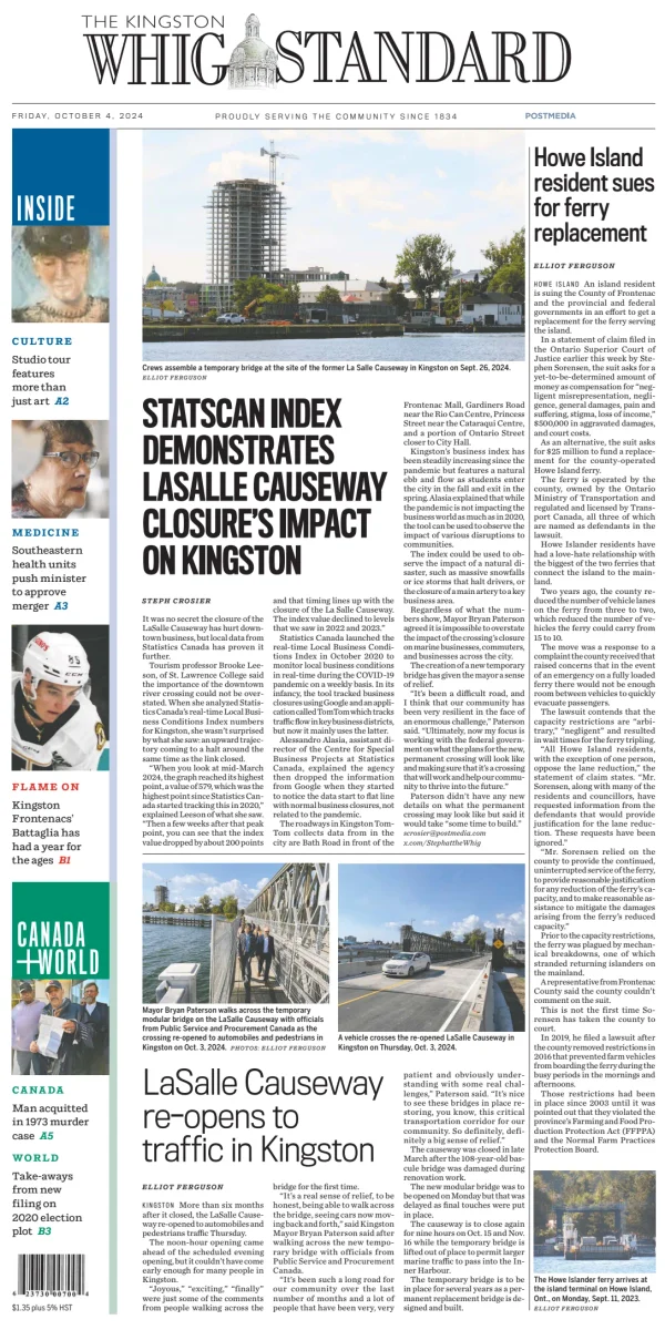 Read full digital edition of Kingston Whig-Standard newspaper from Canada