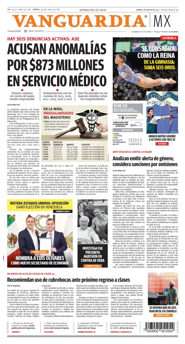 Read full digital edition of Vanguardia newspaper from Mexico