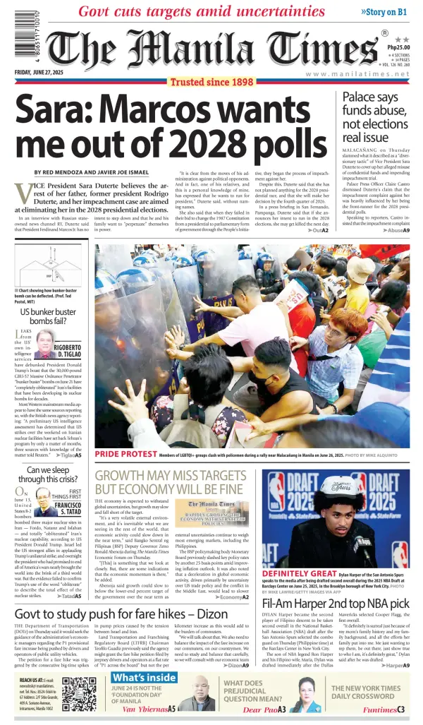 Filipino Newspaper Front Pages Paperboy Online Newspapers