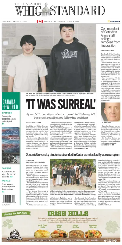 Front page of  newspaper from 