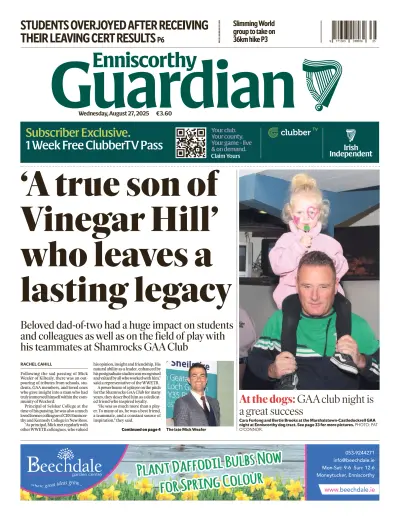 Front page of newspaper from 