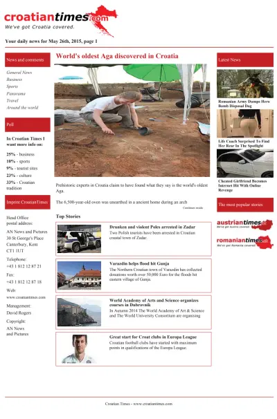 Front page of  newspaper from 