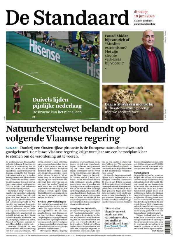 Read full digital edition of De Standaard newspaper from Belgium