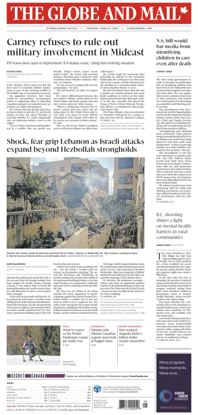 Front page of  newspaper from 