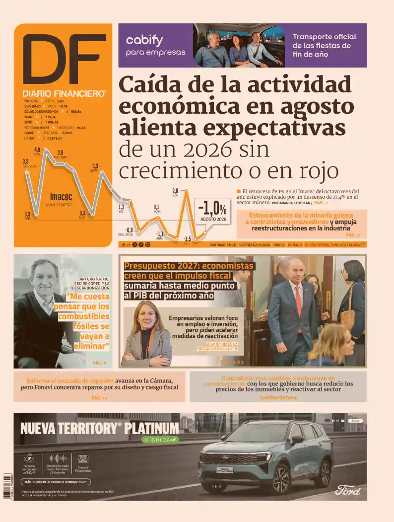 Portada del diario Diario Financiero del 02/10/2026