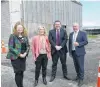  ?? PHOTO: RICHARD DAVISON ?? Finance Minister Grant Robertson pauses in Balclutha with (from left) Labour list candidate Rachel Brooking, Labour Taieri candidate Ingrid Leary and Clutha Mayor Bryan Cadogan at the site of a planned new Countdown supermarke­t in Clyde St.