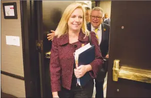  ?? CP PHOTO ?? Public Safety Minister Ralph Goodale and United States Secretary of Homeland Security Kirstjen Nielsen arrive for a G7 Foreign and Security Ministers meeting in Toronto on Monday.