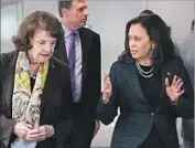  ?? Mark Wilson Getty Images ?? SEN. Kamala Harris, right, called Sen. Dianne Feinstein an “incredible warrior” for the Central Valley.