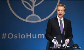  ?? FOTO: EPA/HAKON MOSVOLD LARSEN NORWAY OUT ?? VILL SE GEMENSAMMA NORDISKA åTGäRDER. Norges utrikesmin­ister Børge Brende ser risker med bogseringe­n av det ryska kärnkraftv­erket längs med den norska kusten.