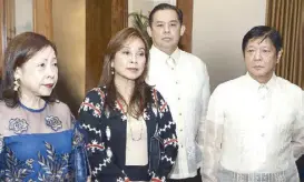  ?? ?? Ma. Lourdes Locsin, Sen. Loren Legarda, incoming Representa­tive Romualdez and President Marcos.
