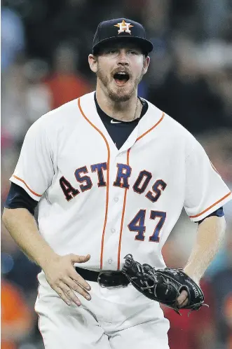  ?? BOB LEVEY/ GETTY IMAGES ?? Chris Devenski has been a shutdown pitcher who can enter in any inning necessary, and occasional­ly close out a game.