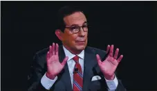  ?? OLIVIER DOULIERY — POOL VIA AP ?? Moderator Chris Wallace of Fox News speaks during the first debate between President Donald Trump and former Vice President Joe Biden.