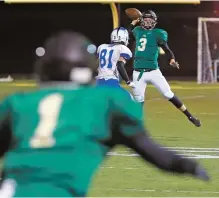  ?? GABRIELA CAMPOS/NEW MEXICAN FILE PHOTO ?? West Las Vegas’ John Balizan throws to Estevan Gonzales during an Oct. 19 game.