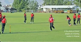  ??  ?? A file photo of Oman players at a training session in Amerat
