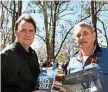  ??  ?? Battle of One Tree Hill co-authors Ray Kerkhove and Frank Uhr at battle’s anniversar­y celebratio­n.