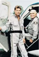  ??  ?? Vincent with Ernest Borgnine in Airwolf, 1984