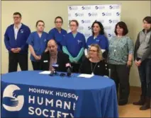  ?? MICHAEL GWIZDALA MGWIZDALA@DIGITALFIR­STMEDIA.COM ?? Todd Cramer, President and CEO Mohawk Hudson Humane Society and Cynthia LaFave, Board Chair at Mohawk Hudson Humane Society, hold a press conference regarding the fate of a pit bull dog named Luna.