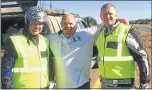  ??  ?? FRIENDS ALONG THE WAY: Reg Perkins, left, of Beacon Bay Round Table and Rob Williamson, right, of Queenstown met up with a Prieska Round Tabler who waved them down along the road for a chat, but they did not get his name