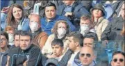  ?? REUTERS ?? Fans in attendance at the Lazio-bologna match in Serie A wear face masks due to the recent outbreak of coronaviru­s.