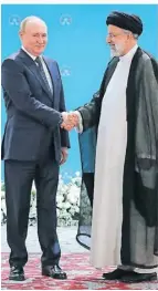  ?? FOTO: IMAGO ?? Wladimir Putin und Ebrahim Raisi am Mittwoch in Teheran.