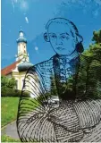  ?? Foto: Merk ?? In Biberbach stellte sich der zehnjährig­e Mozart einem Orgelwetts­treit.