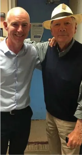  ??  ?? Candid: Gay Byrne in studio with Ray D’Arcy yesterday
