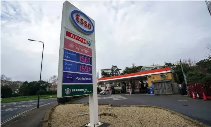  ?? Photograph: Steve Parsons/PA ?? Fuel prices displayed at an Esso petrol station in Bournemout­h in Dorset on Monday. Average UKpetrol prices have exceeded £1.51 for the first time.