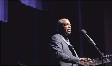  ??  ?? LeVar Burton acts as emcee for the MLK50 Luminary Awards Concert at Cannon Center for the Performing Arts on Monday in Memphis. YALONDA M. JAMES / THE COMMERCIAL APPEAL