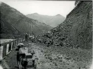  ??  ?? A group work to clear a slip, about 1933.