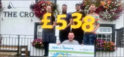  ?? ?? STAFF from a local pub have been praised after having raised more than £500 for Barnsley Hospital Charity. The charity’s aim is to raise funds to ensure continued excellence in treatment, care and research to enhance the lives of patients. The Crown and Anchor, based on Barugh Lane, recently raised £538 at The Crown Fest event.